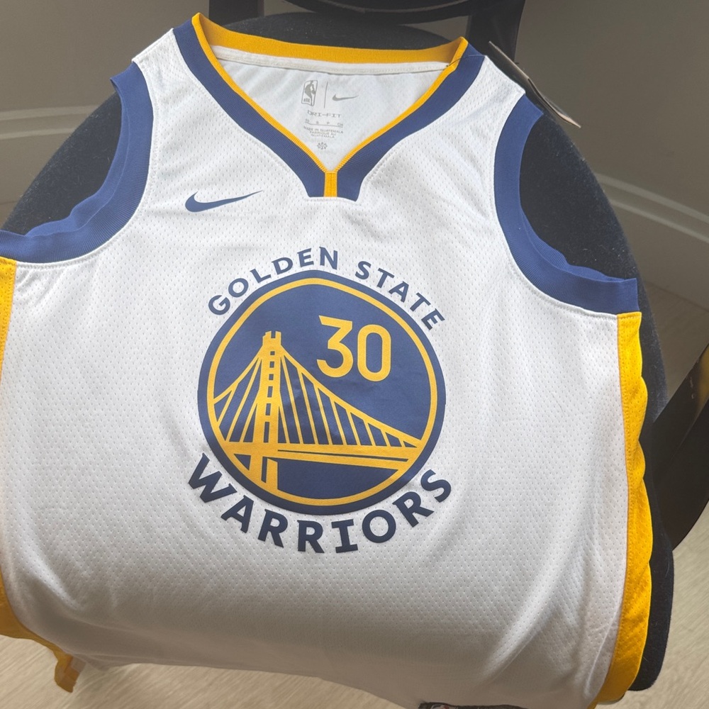 Stephen Curry 30 Nike Golden State Warriors White and Blue Jersey